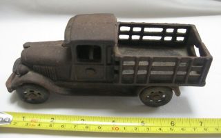 Vintage Cast Iron 7 " Stake Bed Toy Truck Ac Williams Arcade