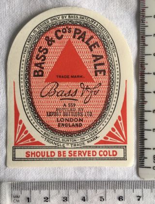 1 Old Bass Burton On Trent Brewery Pale Ale Beer Label,  Export Bottlers London