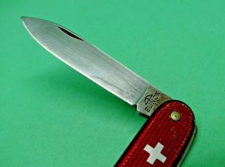 Victorinox / Elinox 93mm Solo Swiss Army Knife In Red Alox Old Cross