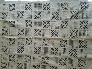 Authentic African Handwoven White/black Mud Cloth Fabric From Mali Sz 65 " By 40 "