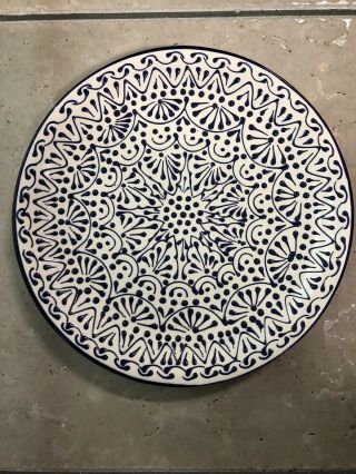 Mexican Talavera Piebla Plate Pottery Large 11.  5” Dish Platter Ceramic Folk Art