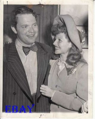 Orson Welles W/wife Rita Hayworth Vintage 7x9 Photo