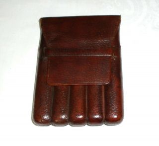 Quality Vintage Large Brown Leather Cigar Case/wallet/holder London Maker