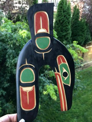 Northwest Coast Native Art Hummingbird Carving Plaque Signed