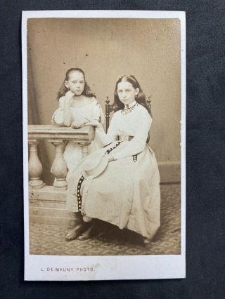 Victorian Carte De Visite Cdv: Children Elegant Girls: De Mauny Boulogne London