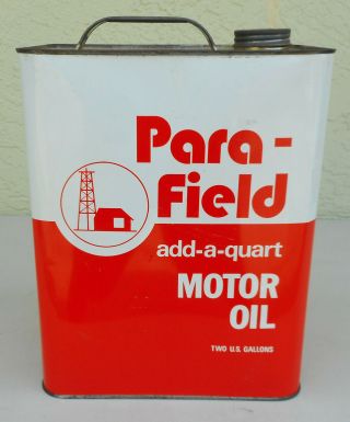 Vintage Para - Field Add - A - Quart Motor Oil Can Two U.  S.  Gallons " Empty "