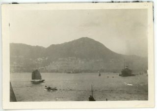 1929 Photo View Of Victoria Peak Hong Kong China Junks Boats In Water