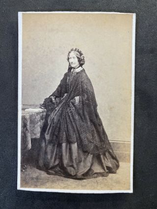 Victorian Carte De Visite Cdv: Lady In Mourning Lace Shawl: Bowness: Ambleside