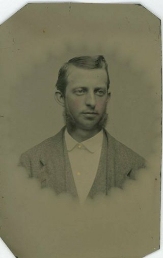 Identified Vignette Portrait Young Man 1/6th Plate Tintype Hogert