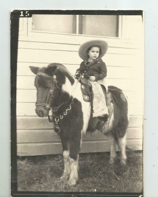 Photo Little Cowboy Girl On B&w Pony 1920 - 30s Traveling Photographer Louisiana