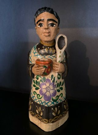 Rustic Hand - Carved Santo Of San Pasqual,  Patron Saint Of Cooks And Kitchens