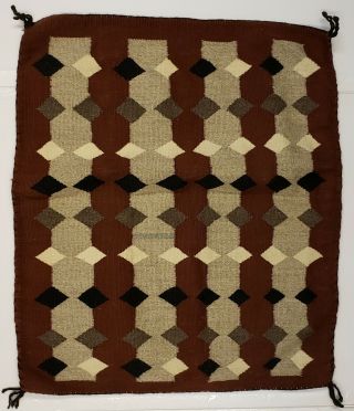 Vtg Native American Navajo Handmade Wool Rug/wall Hanging Unusual Design 20 X 24
