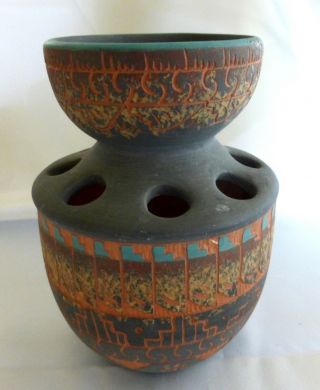 Navajo Pottery Christmas Vase Signed By The Artist In Fort Defiance,  Az 1997