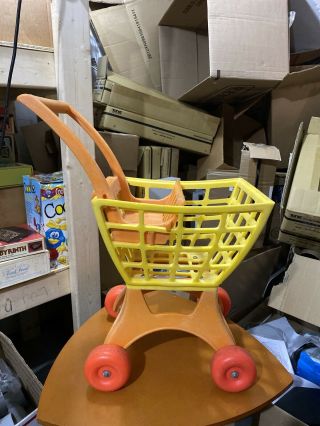 Vintage Mattel Tuff Stuff Orange And Yellow Shopper Play Shopping Cart Toy 1972