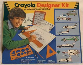Vintage 1982 Crayola Designer Kit For Designing Vehicles Set No.  5605 Complete