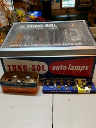 Tung - Sol Auto Lamp,  Dealer Display Case,  Bulbs,  Vintage,  Collectable