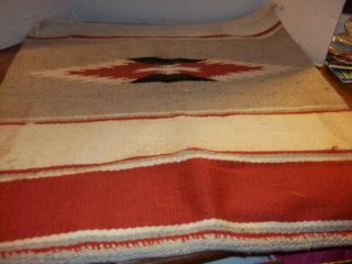 Vintage Mexican Wool Saltillo Serape Blanket Rug Wall Hanging Southwestern