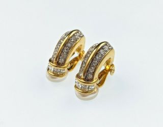 Lovely Vintage Gold - Tone Rhinestones Clip - On Earrings By Nina Ricci Jewellery