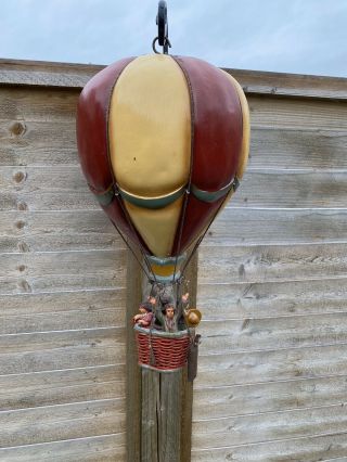 Vintage Folk Art Resin Hot Air Balloon With Four People Hanging Ornament