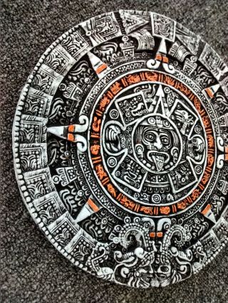 Aztec Stone Calendar Wall Plaque Mayan Maya Pottery Aztlan Mexico Mexican Art