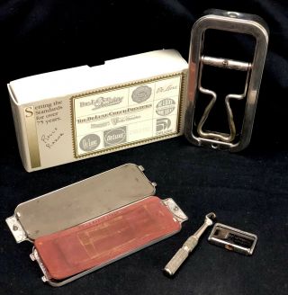 Vintage British Rolls Safety Razor Strop Hone Blade Case Box B787896