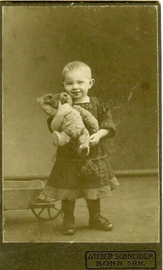 Early Steiff German Teddy Bear Child Cdv Photograph