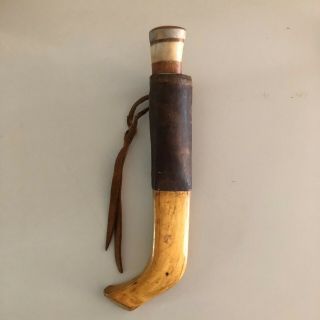 Vintage Sami Knife Wood Handle & Sheath Lapland Sweden / Finland Puukko Signed