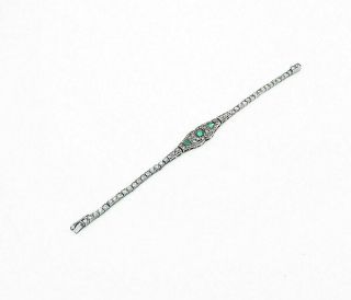 925 Silver - Vintage Victorian Peridot & Topaz Square Link Chain Bracelet - B7477 2