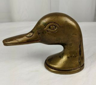 Vintage Brass Duck Head Bottle Opener Long Beak Paperweight Hunter Man Cave