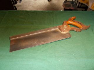 Vintage 12 " Backsaw Henry Disston & Sons Phila With 1917 Meddalion With Handle