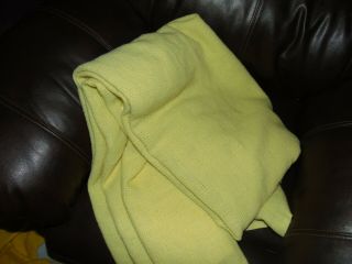 Vintage Faribo Wool Blanket with Satin Trim Yellow Woven Bedding 84 x 92 inches 2