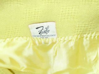 Vintage Faribo Wool Blanket with Satin Trim Yellow Woven Bedding 84 x 92 inches 3