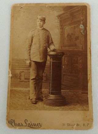 Antique Cabinet Photo Of A Young Man In Military Uniform,  San Francisco,  Cal.