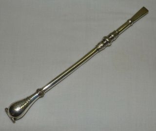 Vintage Eberle Alpacca Silver Hinged Tea Infuser Yerba Mate Spoon Straw Bombilla