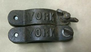 2 Vintage York Barbell Olympic Thumbscrew Weight Collars 3