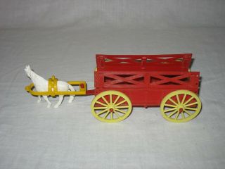 1960s Mpc Multiple Products Corp.  Plastic Large Open Supply Wagon & Horse