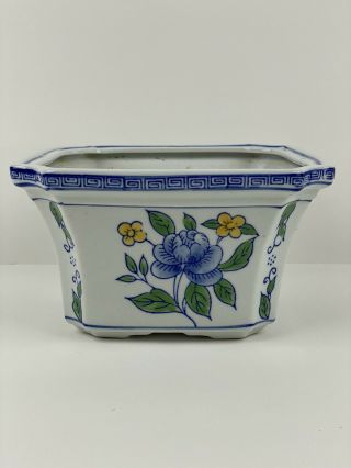 Blue And White Chinese Planter/ Cachepot 7.  5” W X 4.  25”h Aaa Imports