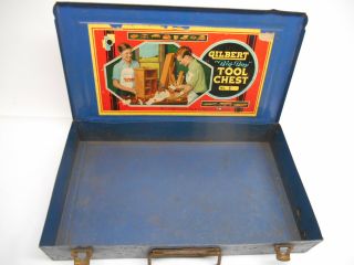 Old Vtg A.  C.  Gilbert " Big Boy " Tool Chest No.  1 Toolbox Metal Storage Case Only