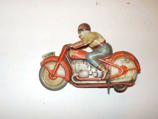 Technofix Motorcycle Tin Wind Up Toy G.  E.  258 Us Zone Germany