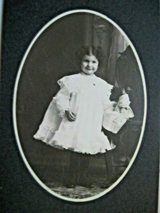 Sweet Victorian Little Girl In Ruffled Dress W/doll Photo