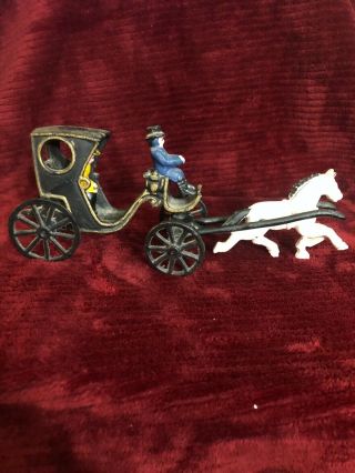 Cast Iron Horse Drawn Buggy With Driver And Rider