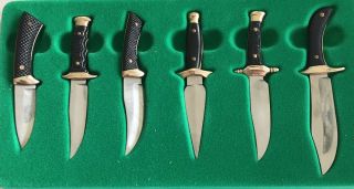 Muela Mini Bowie Knife Set W/ Sheaths (6) Fixed Blade Salesman Set Nos