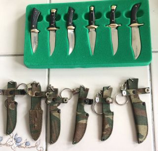 Muela Mini Bowie knife set w/ Sheaths (6) Fixed Blade Salesman Set NOS 2
