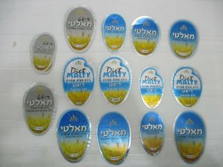 Malty Beer : 14 X Vintage N/a Beer Labels,  Israel,  2000 