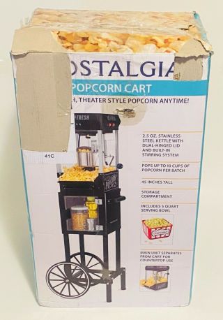 Nostalgia Kpm200ctbk Vintage 2.  5 - Ounce Popcorn Cart - 45 Inches Tall,  Black