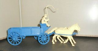 Vintage Plastic Cavalry Wagon And Driver With Horses 8.  5 " Long