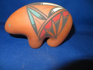 Navajo Pottery Bear Hand Painted Natural Terra Cotta Clay Andy Tsosie