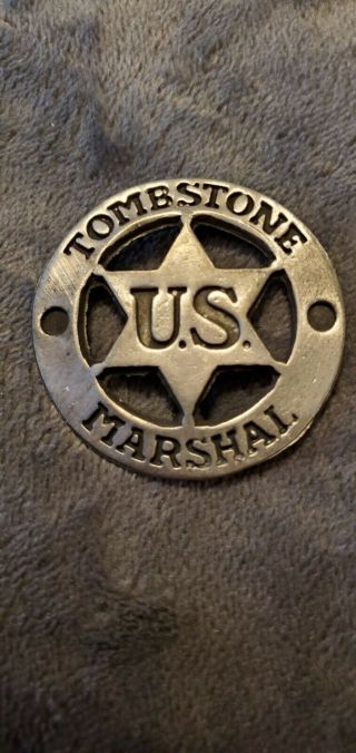 Tombstone Arizona Us Marshal Toy Badge With Pin Back - Silver -