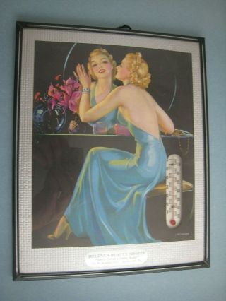 Vintage Pinup Girl Advertising Thermometer, .  10 X 8.  Beauty Shop.