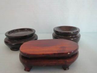 Set of (3) ANTIQUE Vintage CHINESE Wooden Pedestal Display Stands for Small Item 2